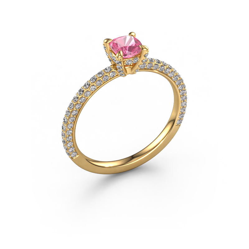 Image de Bague de fiançailles Saskia 2 cus 585 or jaune Saphir rose 4.5 mm