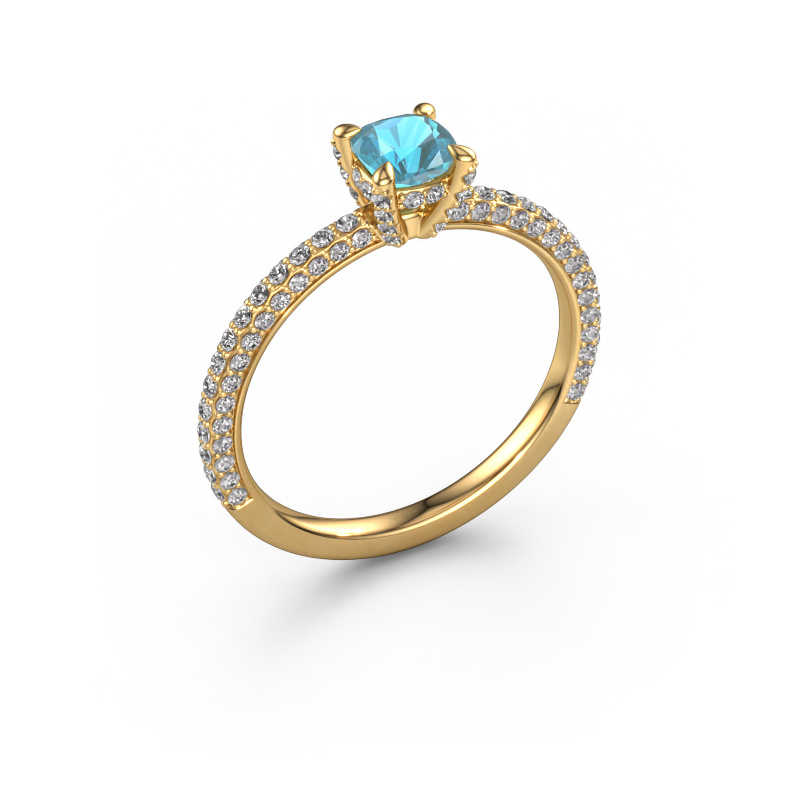 Bild von Verlobungsring Saskia 2 cus 585 Gold Blau Topas 4.5 mm