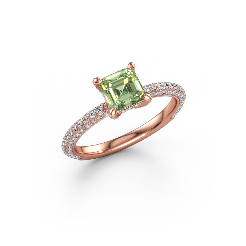 Immagine di Anello di fidanzamento Saskia 2 ASH 585 oro rosa Diamante lab grown verde 5.5 mm