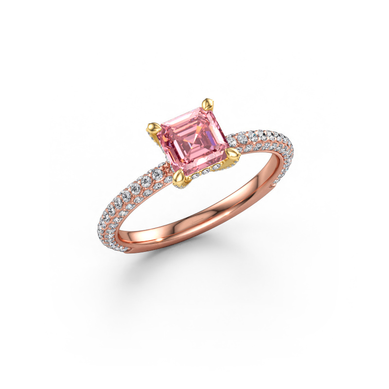 Image of Engagement ring Saskia 2 ASH 585 rose gold Pink lab grown diamond 5.5 mm
