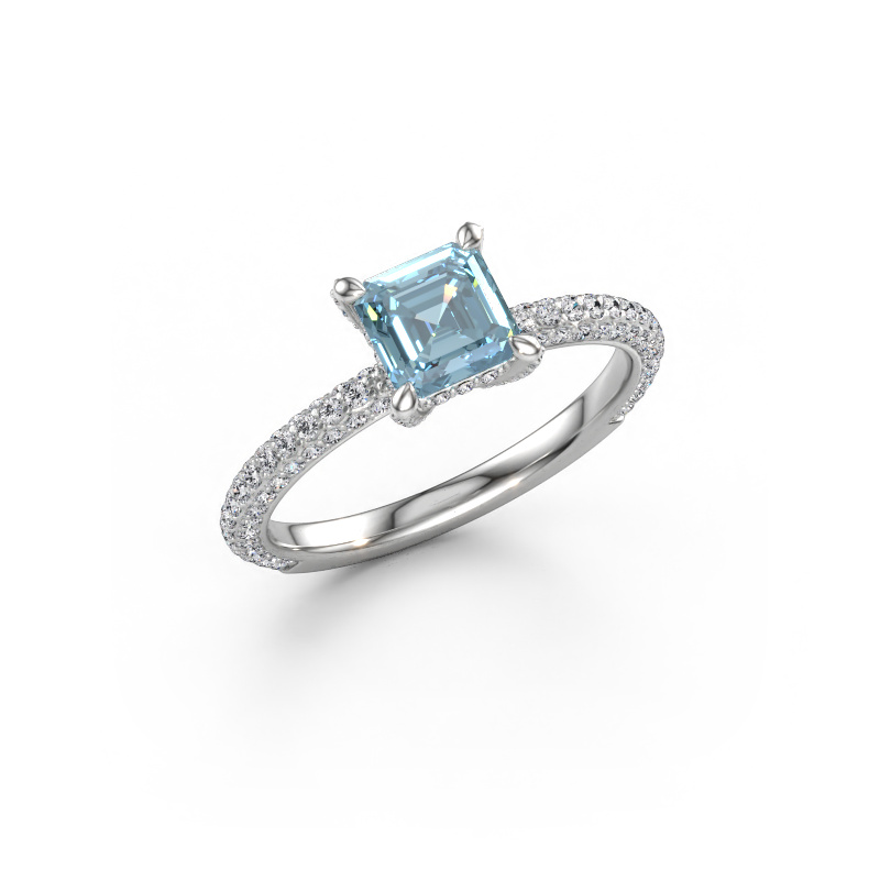 Immagine di Anello di fidanzamento Saskia 2 ASH 950 platino Diamante lab grown blu 5.5 mm