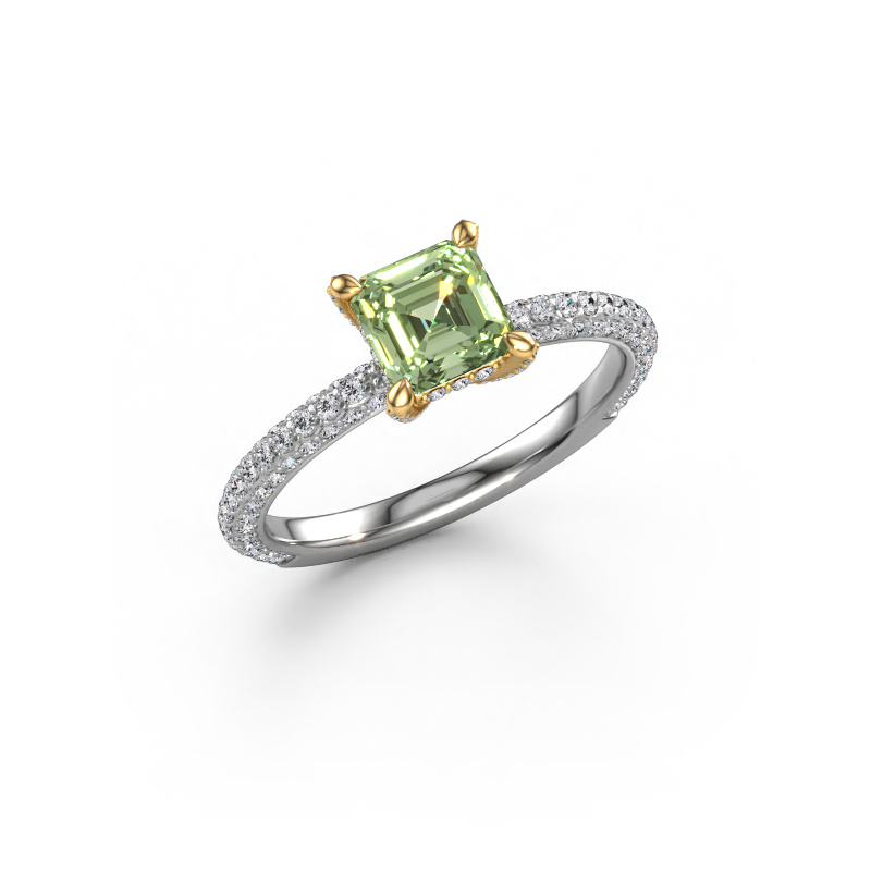 Image of Engagement ring Saskia 2 ASH 585 white gold Green lab grown diamond 5.5 mm