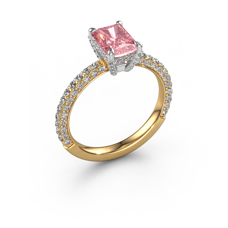 Image de Bague de fiançailles Saskia rad 2 585 or jaune Diamant synthétique roze 7.5x5.5 mm