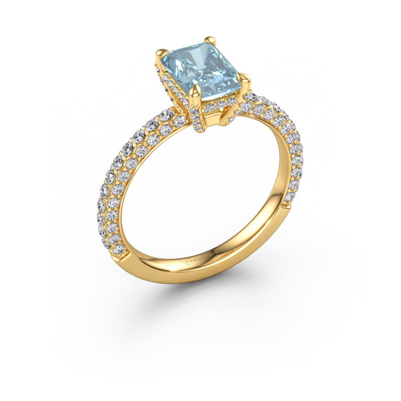 Bild av Förlovningsring Saskia RAD 2 585 gult guld Blå labbodlad diamant 7.5x5.5 mm