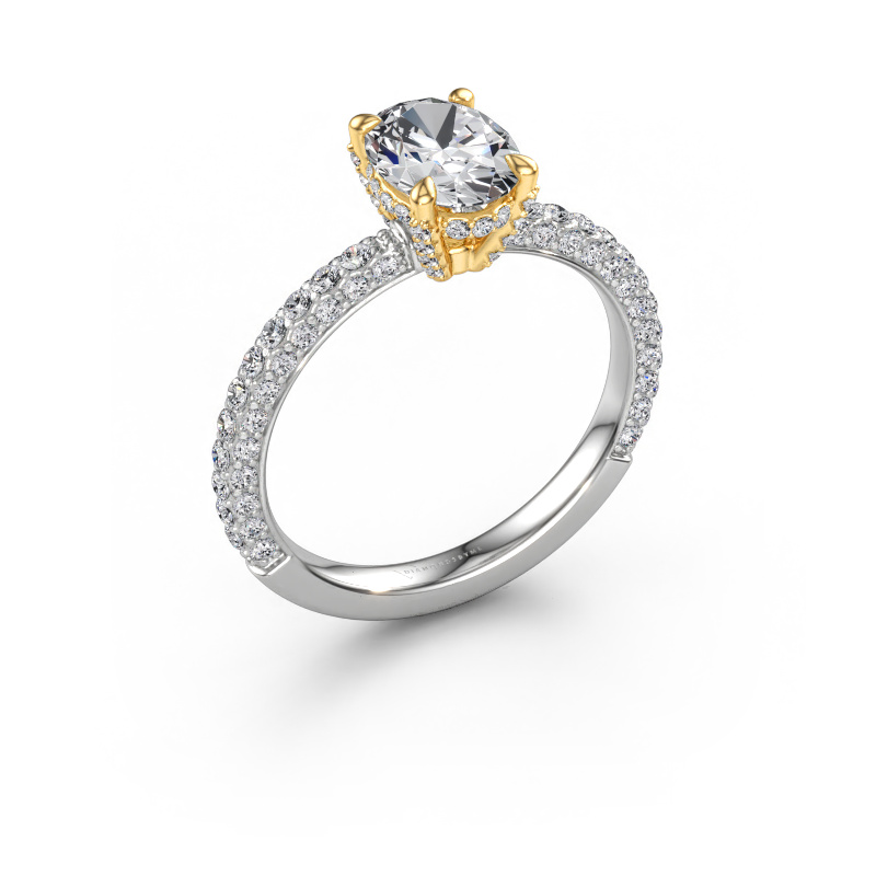 Immagine di Anello di fidanzamento Saskia 2 OVL 585 oro bianco Diamante lab grown 1.798 crt