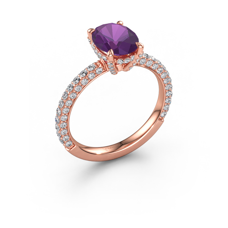 Immagine di Anello di fidanzamento Saskia 2 OVL 585 oro rosa Ametista 9x7 mm