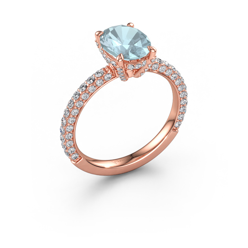 Immagine di Anello di fidanzamento Saskia 2 OVL 585 oro rosa Acquamarina 9x7 mm
