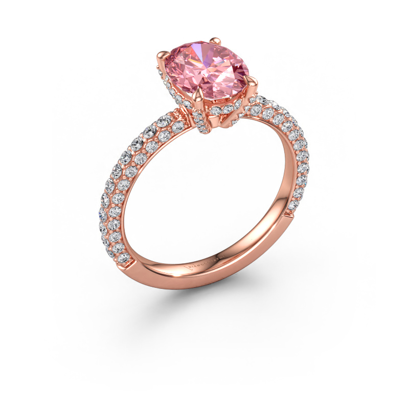 Image of Engagement ring Saskia 2 OVL 585 rose gold Pink lab grown diamond 9x7 mm