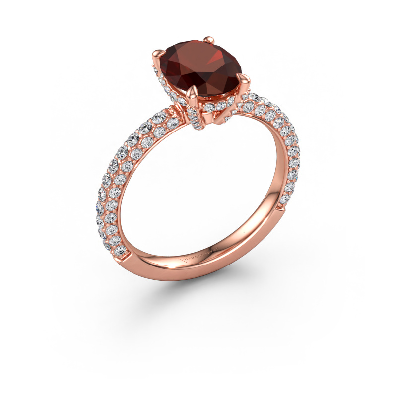 Immagine di Anello di fidanzamento Saskia 2 OVL 585 oro rosa Granato 9x7 mm