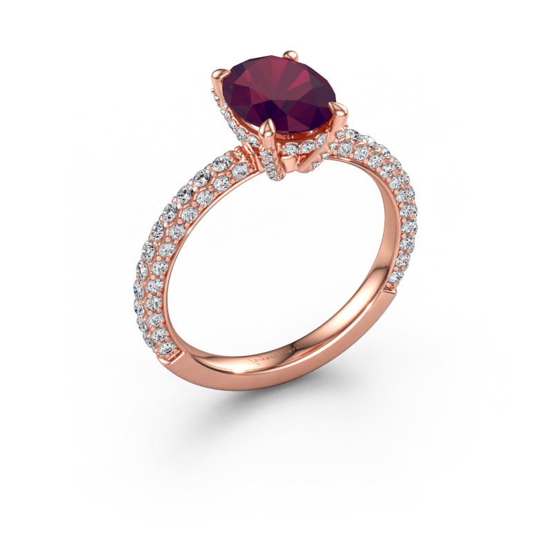 Immagine di Anello di fidanzamento Saskia 2 OVL 585 oro rosa Rodolite 9x7 mm