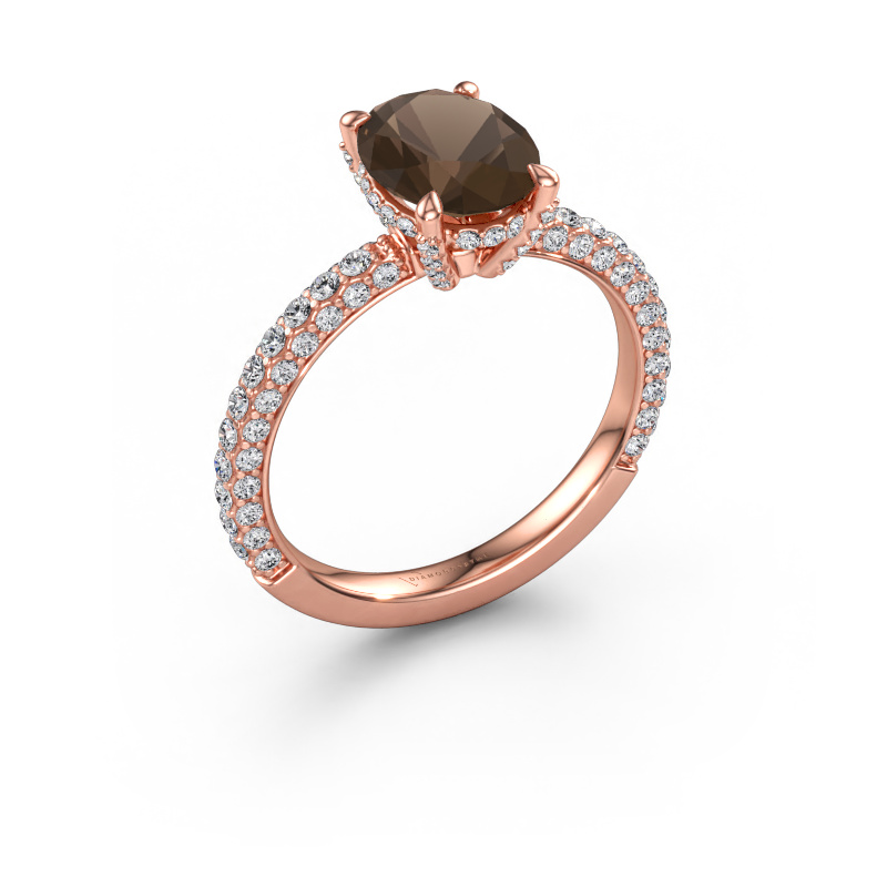 Immagine di Anello di fidanzamento Saskia 2 OVL 585 oro rosa Quarzo fumé 9x7 mm