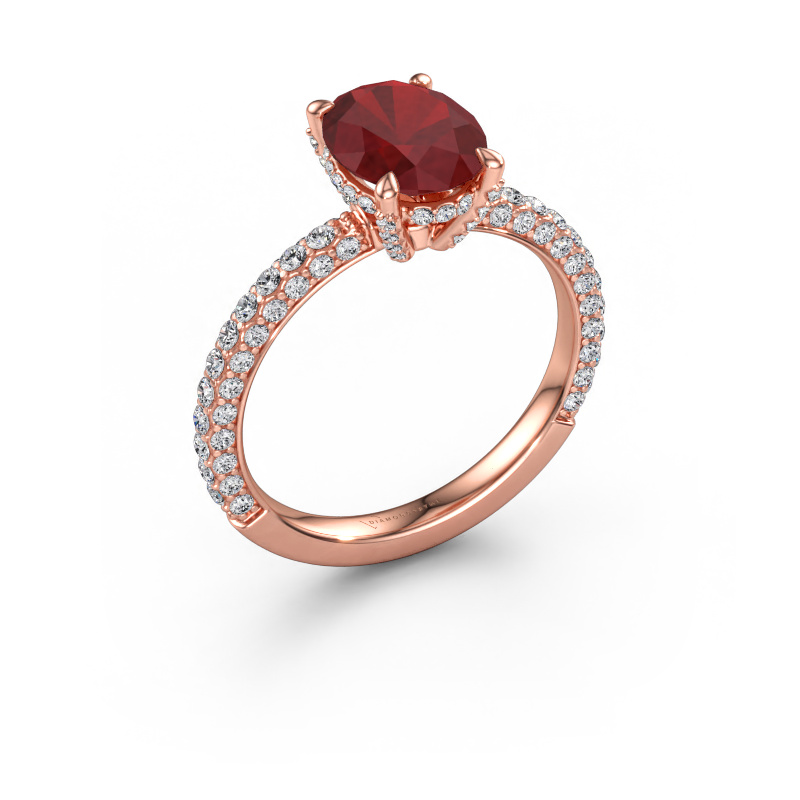 Immagine di Anello di fidanzamento Saskia 2 OVL 585 oro rosa Rubino 9x7 mm