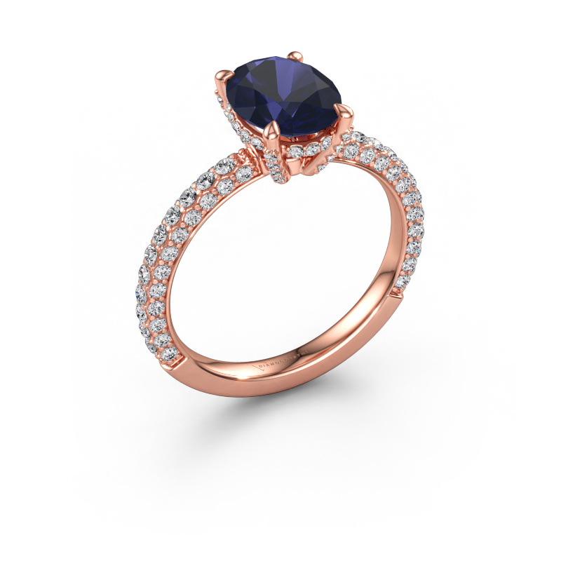 Immagine di Anello di fidanzamento Saskia 2 OVL 585 oro rosa Zaffiro 9x7 mm