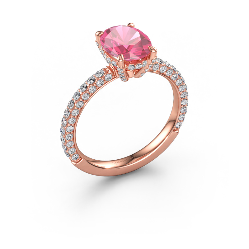 Bild av Förlovningsring Saskia 2 OVL 585 roséguld Rosa safir 9x7 mm