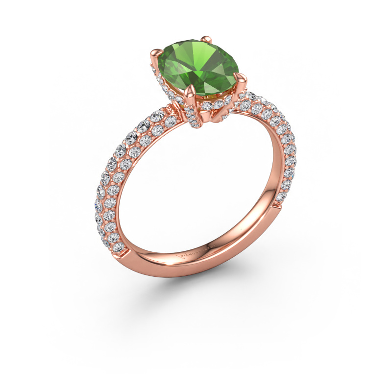 Immagine di Anello di fidanzamento Saskia 2 OVL 585 oro rosa Tormalina verde 9x7 mm