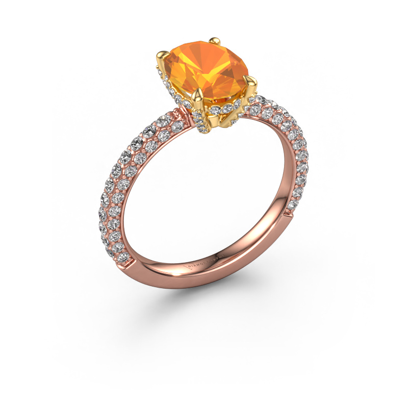 Image of Engagement ring Saskia 2 ovl 585 rose gold Citrin 9x7 mm