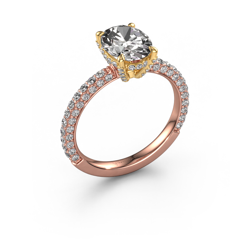 Image of Engagement ring Saskia 2 ovl 585 rose gold Zirconia 9x7 mm