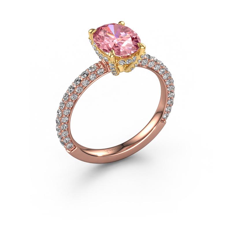 Image of Engagement ring Saskia 2 ovl 585 rose gold Pink lab grown diamond 9x7 mm