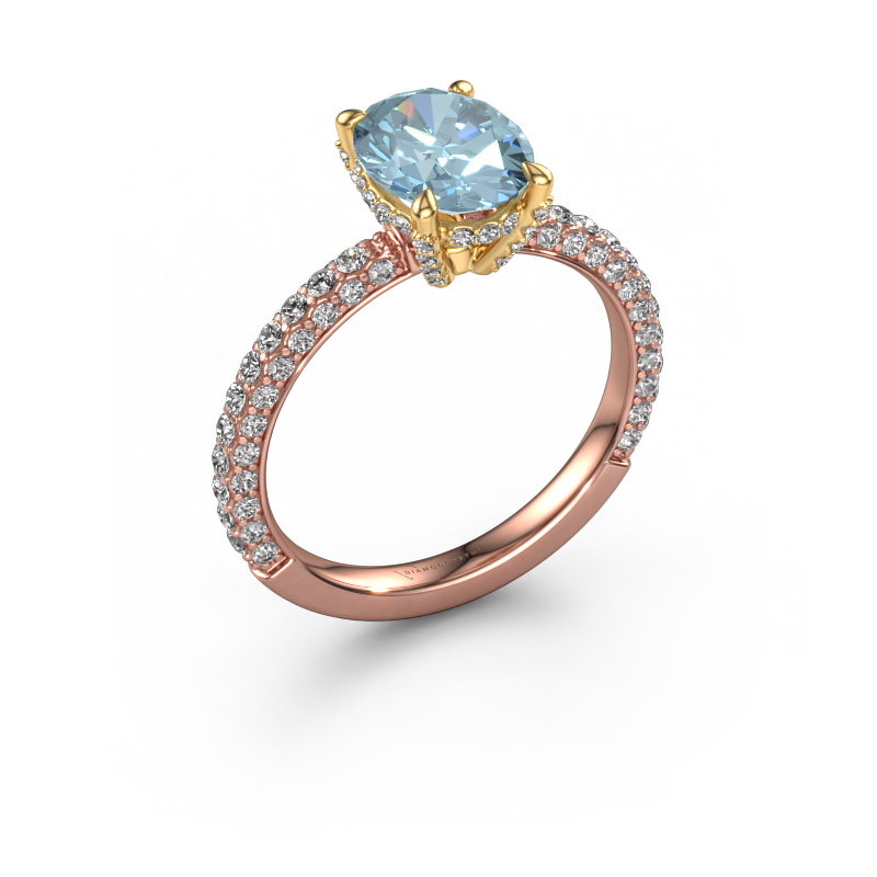 Image de Bague de fiançailles Saskia 2 ovl 585 or rose Diamant synthétique bleu 9x7 mm