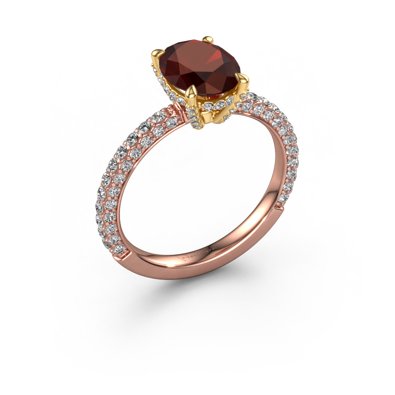 Bild von Verlobungsring Saskia 2 ovl 585 Roségold Granat 9x7 mm