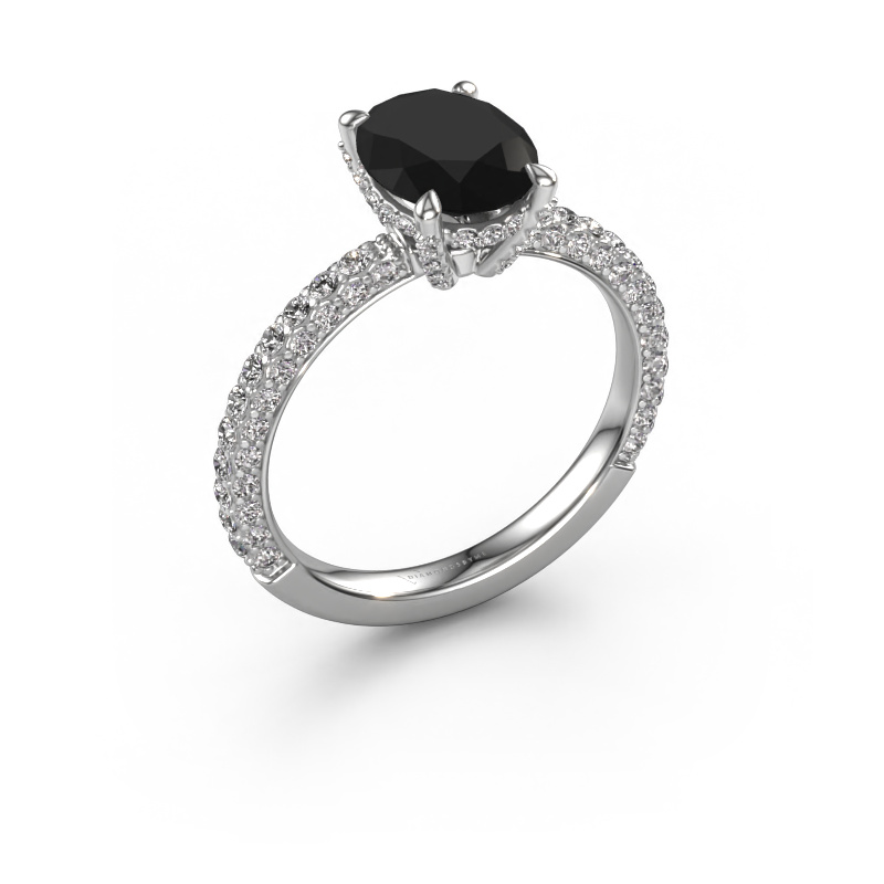 Image of Engagement ring Saskia 2 ovl 950 platinum Black diamond 2.868 crt