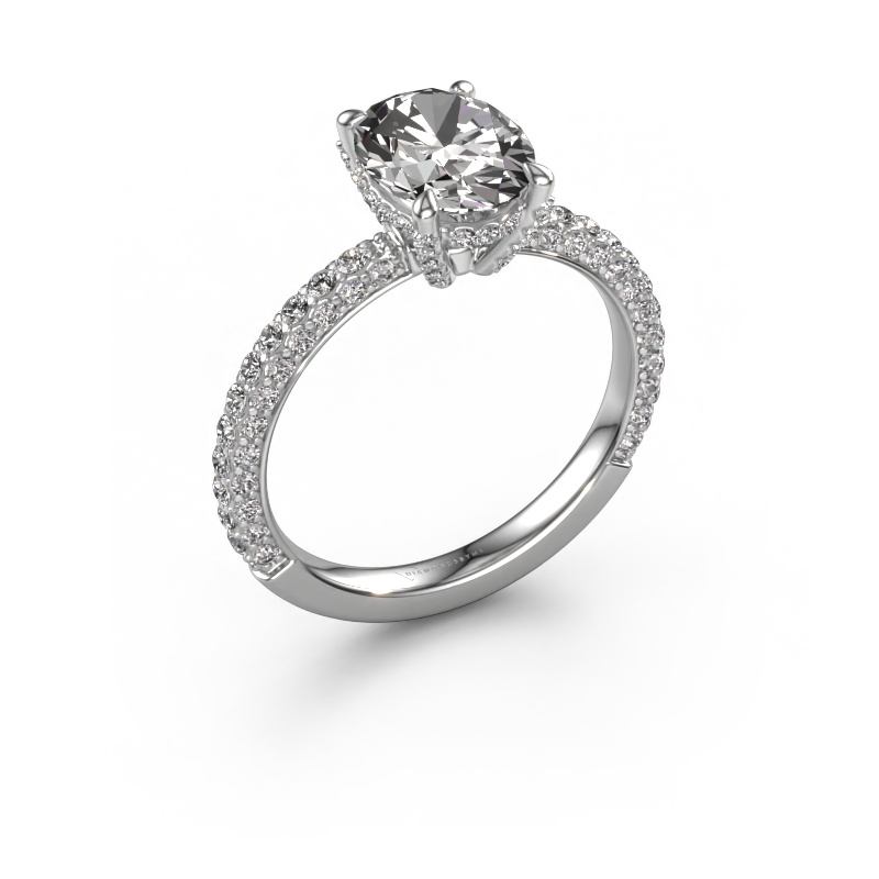 Image of Engagement ring Saskia 2 ovl 950 platinum Zirconia 9x7 mm