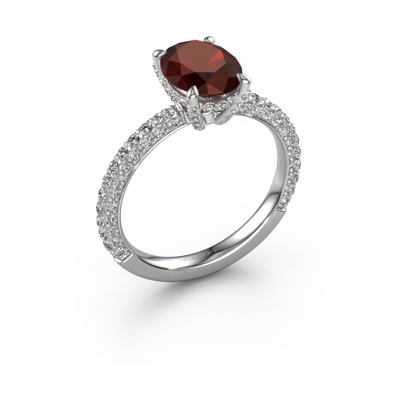 Image of Engagement ring Saskia 2 ovl 950 platinum Garnet 9x7 mm