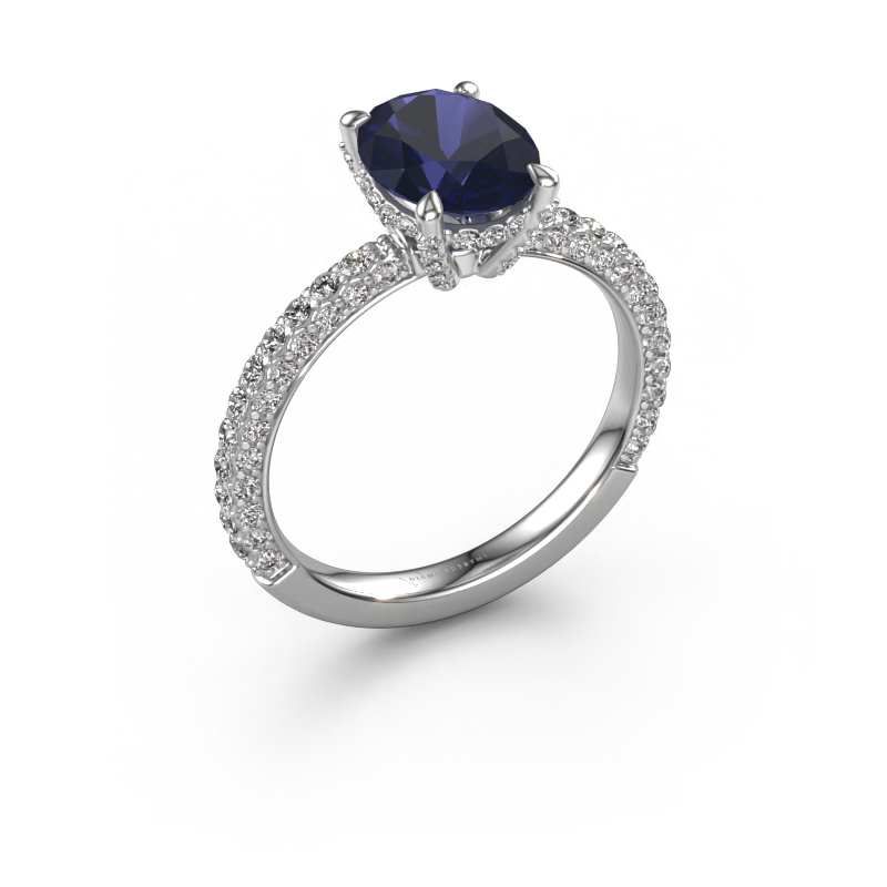 Image of Engagement ring Saskia 2 ovl 950 platinum Sapphire 9x7 mm