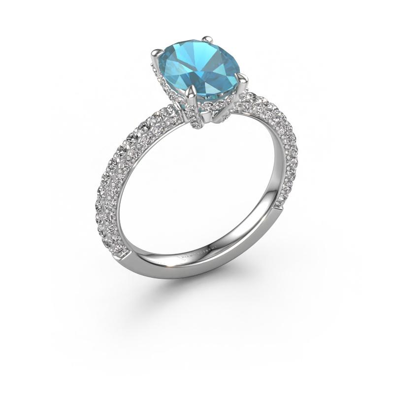 Image of Engagement ring Saskia 2 ovl 950 platinum Blue topaz 9x7 mm