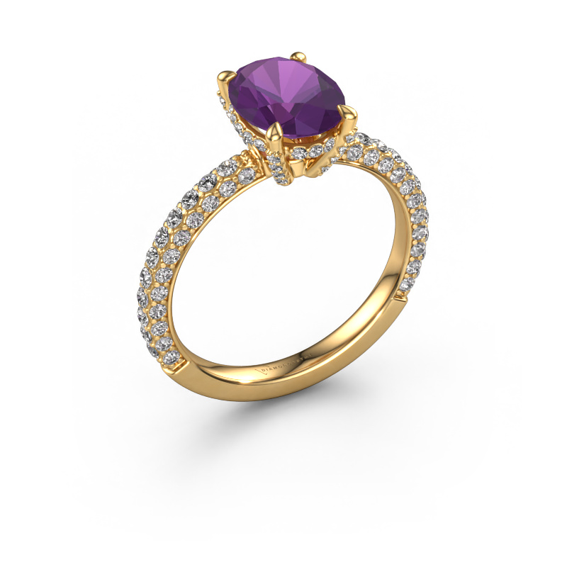 Image of Engagement ring Saskia 2 ovl 585 gold Amethyst 9x7 mm