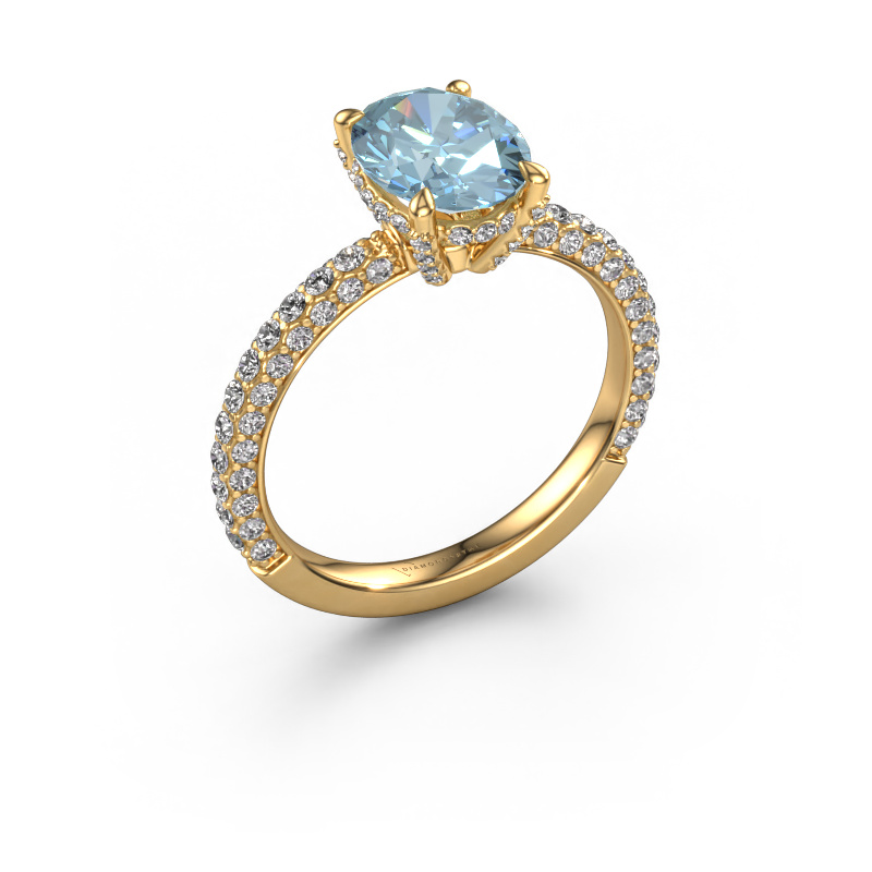 Image of Engagement ring Saskia 2 ovl 585 gold Blue lab grown diamond 9x7 mm