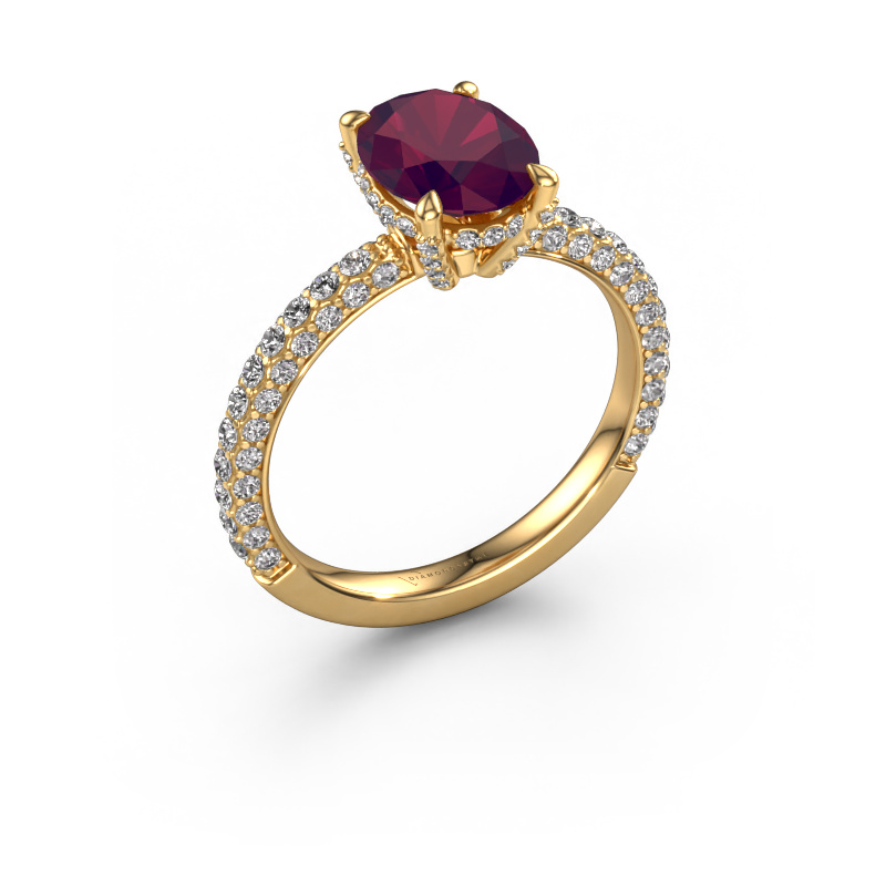 Image de Bague de fiançailles Saskia 2 ovl 585 or jaune Rhodolite 9x7 mm