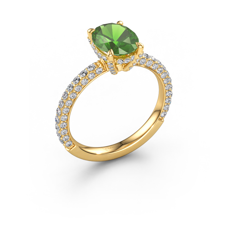 Bild von Verlobungsring Saskia 2 OVL 585 Gold Turmalin grün 9x7 mm