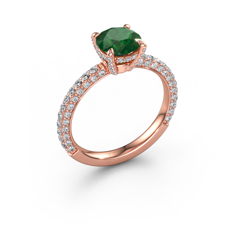 Immagine di Anello di fidanzamento Saskia RND 2 585 oro rosa Smeraldo 7 mm