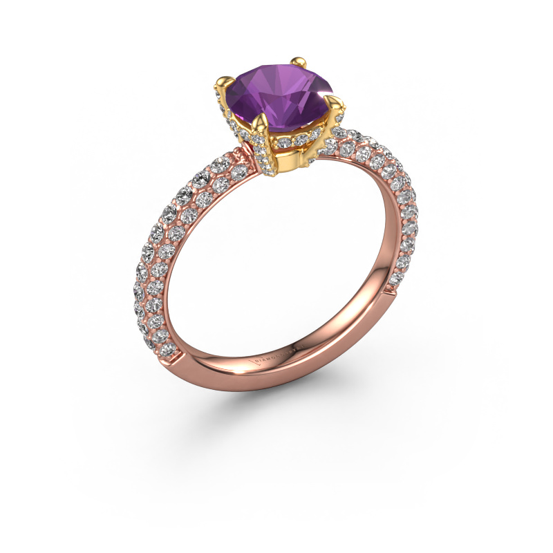 Image de Bague de fiançailles Saskia rnd 2 585 or rose Améthyste 7 mm