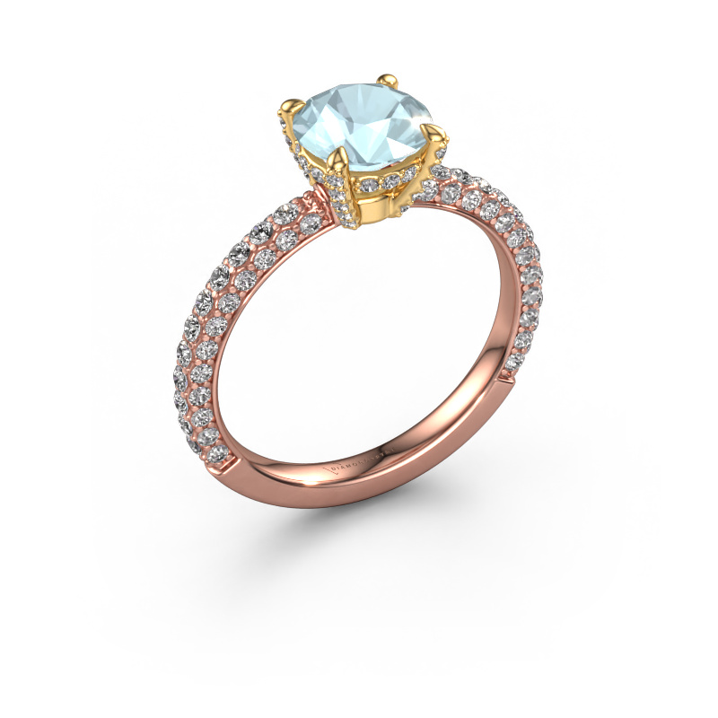 Image of Engagement ring Saskia rnd 2 585 rose gold Aquamarine 7 mm