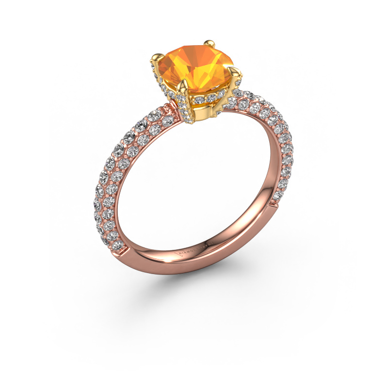 Image of Engagement ring Saskia rnd 2 585 rose gold Citrin 7 mm