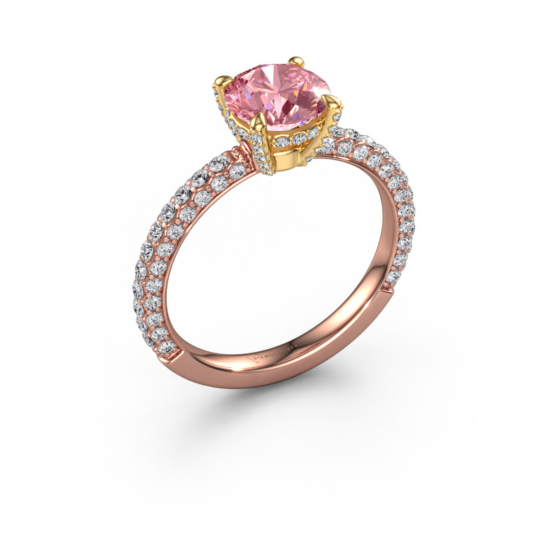 Image of Engagement ring Saskia RND 2 585 rose gold Pink lab grown diamond 7 mm