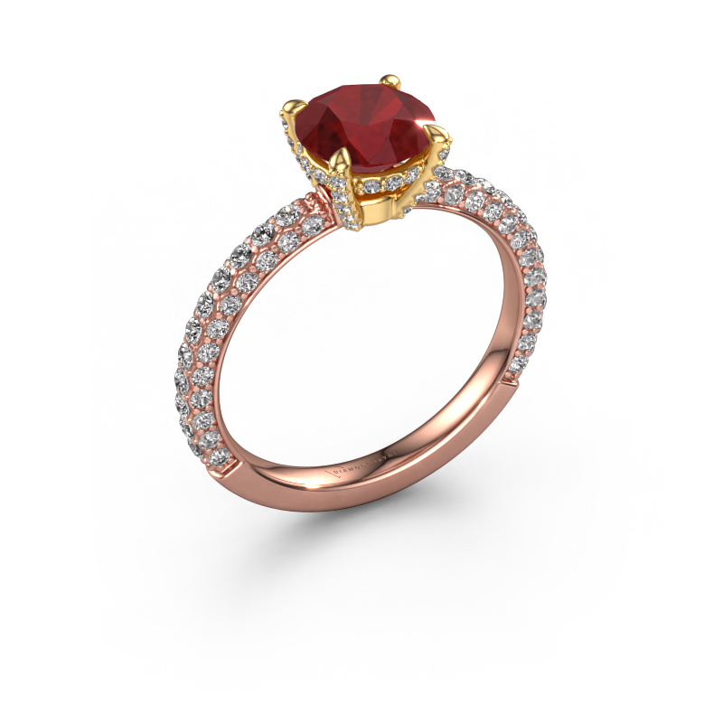 Image of Engagement ring Saskia rnd 2 585 rose gold Ruby 7 mm