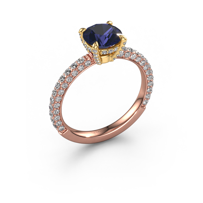 Image of Engagement ring Saskia rnd 2 585 rose gold Sapphire 7 mm