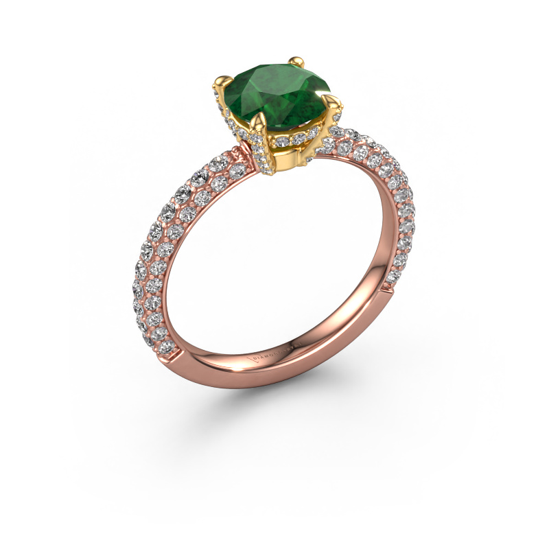 Image de Bague de fiançailles Saskia rnd 2 585 or rose Emeraude 7 mm