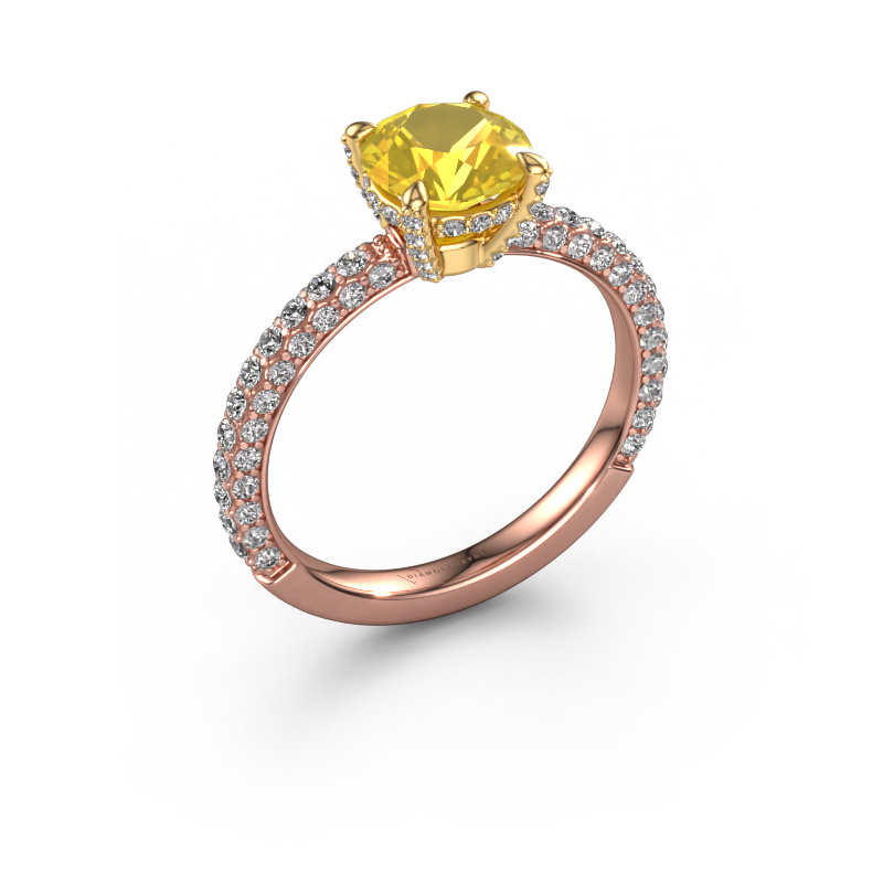 Image of Engagement ring Saskia rnd 2 585 rose gold Yellow sapphire 7 mm