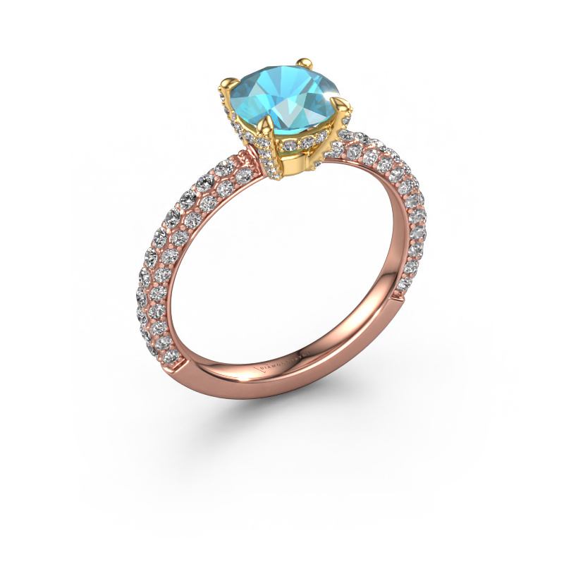 Bild von Verlobungsring Saskia rnd 2 585 Roségold Blau Topas 7 mm