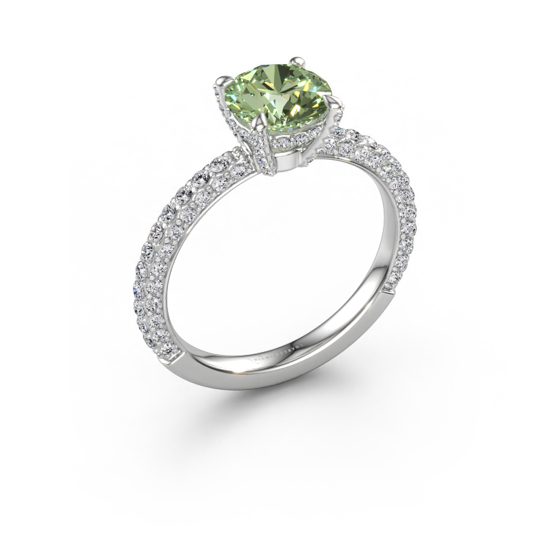 Immagine di Anello di fidanzamento Saskia RND 2 950 platino Diamante lab grown verde 7 mm