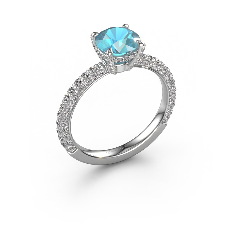 Image of Engagement ring Saskia rnd 2 950 platinum Blue topaz 7 mm