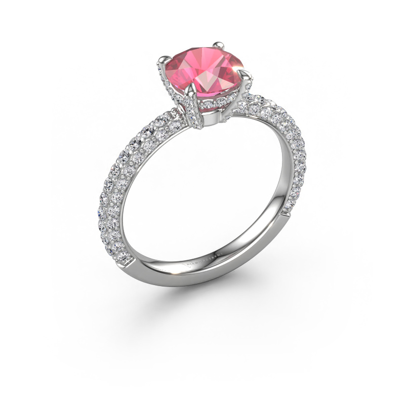 Image of Engagement ring Saskia rnd 2 950 platinum Tourmaline pink 7 mm