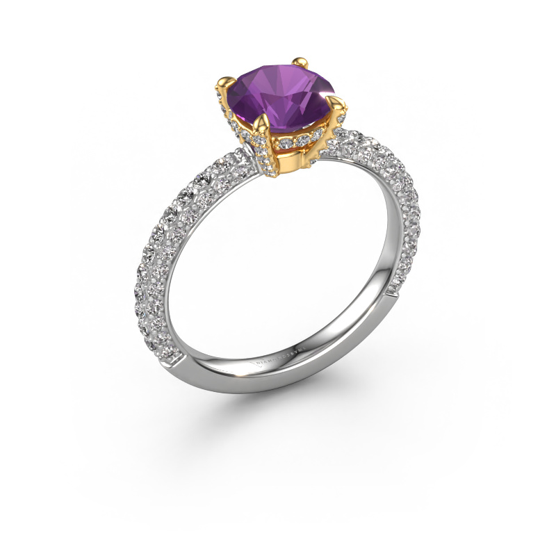 Image of Engagement ring Saskia rnd 2 585 white gold Amethyst 7 mm