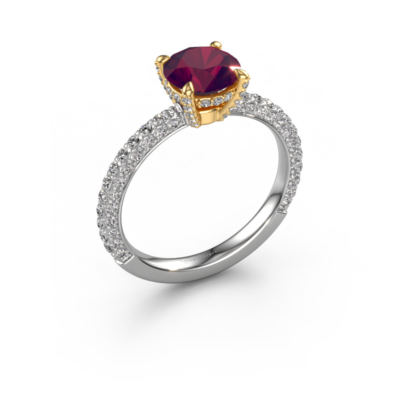 Image of Engagement ring Saskia rnd 2 585 white gold Rhodolite 7 mm