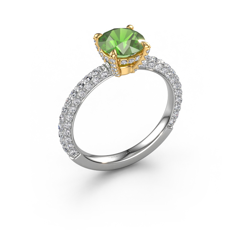 Bild von Verlobungsring Saskia RND 2 585 Weißgold Turmalin grün 7 mm