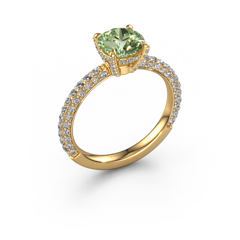 Image de Bague de fiançailles Saskia rnd 2 585 or jaune Diamants synthétiques vert 7 mm